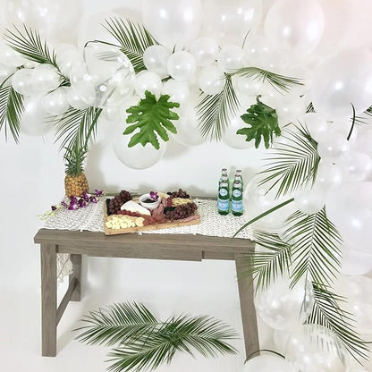 CCINEE 16 PCS Artificial Palm Leaves, Faux Large Palm Fronds Fake Tropical Plant Simulation Safari Leaves with Stems for Home Hawaiian Luau Party Jungle Beach Theme Party Decoration