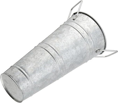 8 Pack 9 Inch Tall Galvanized Flower Bucket, Silver Farmhouse French Flower Bucket with Handle, Rustic Bucket Vintage Metal Vases for Flower, Centerpieces, Floral Wedding Arrangements