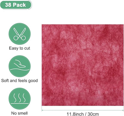 M METERXITY 38-Sheet Korean Cotton Wrapping Flower Paper, 11.8 Inch Waterproof Floral Wrapping Cotton Paper for Bouquets/Gift Packaging [Red]