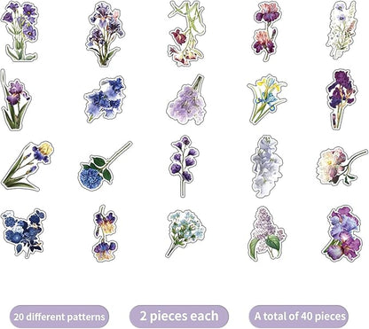 Natural Flower Sticker for Scrapbooking,PET Nature Plant Stickers Floral Stickers Vintage Craft Sticker,for Journaling Scrapbooking Clear Flower Decal (Style H)