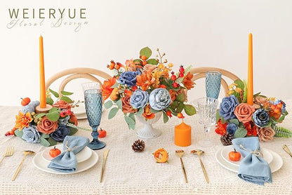 Artificial Flower Box Set Silk Fake Flowers DIY Center Cake Decoration Wedding Bouquet Corsage Home Decor Outdoor Decor Gift (Passionate Burnt Orange)