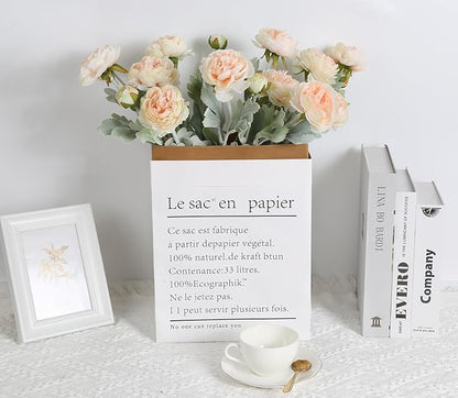 IPOPU Champagne Fake Peonies Artificial Ranunculus Flowers 6pcs 18Heads Champagne Silk Flowers 20.47" Artificial Flowers Bulk for Faux Floral Arrangements Home Table Decor