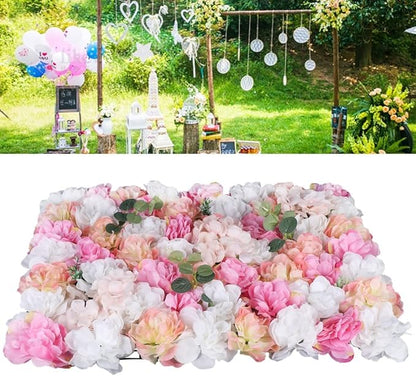 Artificial Flower Wall Backdrop Panels, 12Pcs Wedding Wall DIY 3D Floral Panels, Flower Panels for Wall, Floral Background Mat for Birthday Party Shop Fhoto Backdrops Home Decor, 15.75x23.62 inch