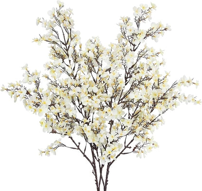 CISDUEO 2 Pcs Artificial Cherry Blossom Flowers Bulk White Fake Fall Flowers Branches Silk Babys Breath Flower Fall Floral Stems for Vase Indoor Home Decor Wedding Party Table Centerpiece Christmas