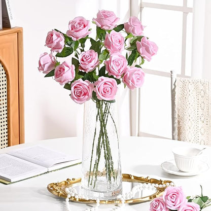 Waipfaru 100 Pcs Pink Roses, Fake Roses Artificial Velet Flowers for Valentines Mothers Day Wedding Centerpieces Decor (Pink)