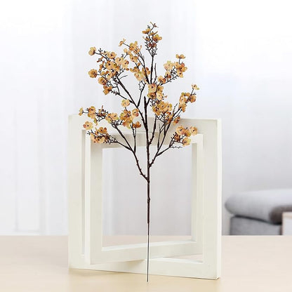 Babys Breath Silk Artificial Flowers Bulk With Vase 10pcs for Fall Decor Fake flower bouquet Bulk for Home Kitchen Indoor Bouquet Floral Arrangement Table Centerpieces Party Decor(Khaki With Vase)