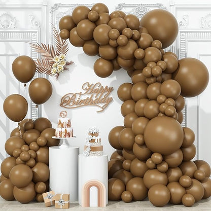 Togvu Brown Balloons Different Sizes, 123 Packs Boho Brown Balloons, Pack of 18 12 10 5 Inch Neutral Tan Brown Balloons Garland Arch Kit for Birthday Baby Shower Bear Theme Party Decoration, Khaki