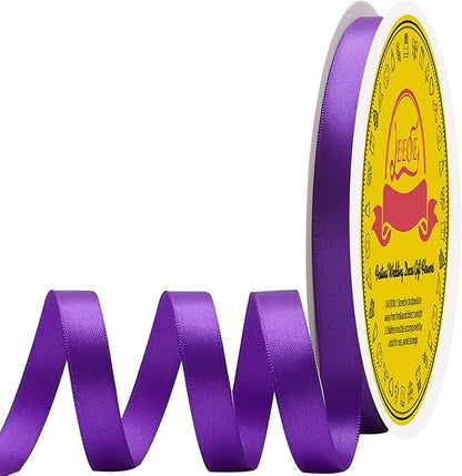 Double Face Purple Satin Ribbon 3/8 inch X 50 Yards Polyester Purple Ribbon for Gift Wrapping Very Suitable for Weddings Party Hair Bow Invitation Decorations and More