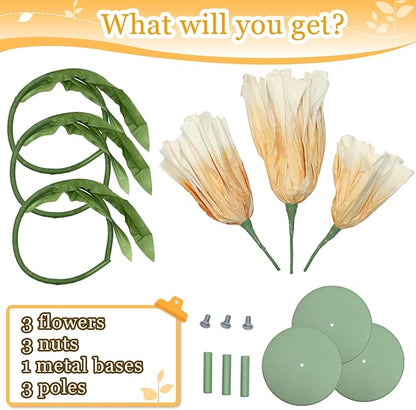 Giant Fake Flowers 5.77FT Champagne Large Paper Flowers 3D Artificial Floral Wedding Decorations for Birthday Party Outdoor Banquet Event Home Backdrop Decor