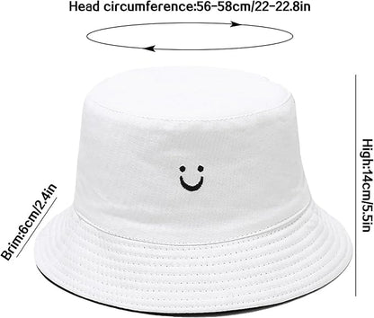 Flower Reversible Bucket Hat Cotton Summer Travel Beach Sun Hats Emboridery for Women Men