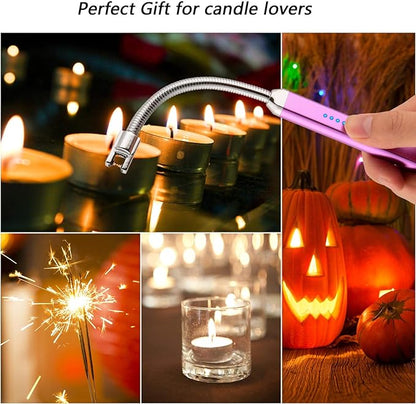 MEIRUBY Electric Candle Lighter, Birthday Christmas Stocking Stuffers Gifts for Women Mom Men Wife Sister, USB Arc Rechargeable Windproof Long Lighter for Candle BBQ Housewarming Gift Idals