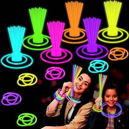 Glow Sticks Party Pack 8"-50, Light up Bracelets & Necklaces Accessories for Kids, Neon Glow in the Dark Christmas NYE Party Favor Supplies Decoration for Xmas Birthday Camping Wedding Dance Parade
