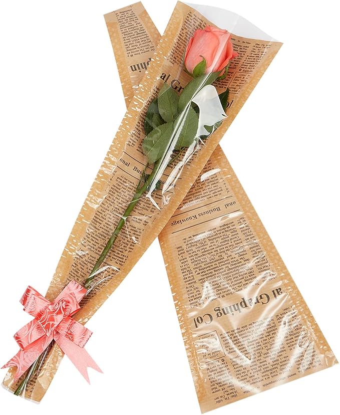 Words Flower Bouquet Sleeve Flower Wrapping Plastic Paper Word Package Floral Arrangement Supplies Wrap Bags 50pcs S