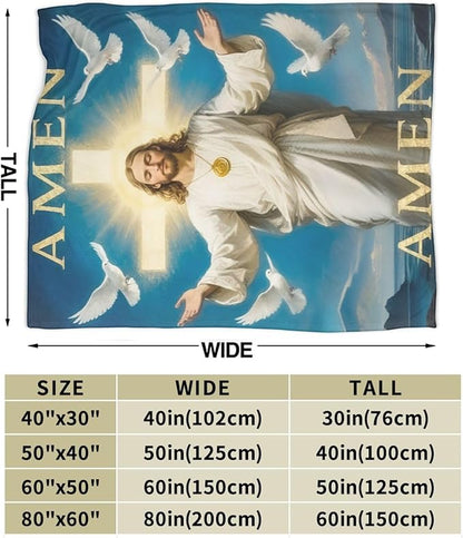 Jesus Blanket Christian Throw Blanket God Faith Religious Soft Cozy Fleece Fuzzy Stuffed Plush Flannel Gifts for Girls Women Boys Kids Adults 40''x50''