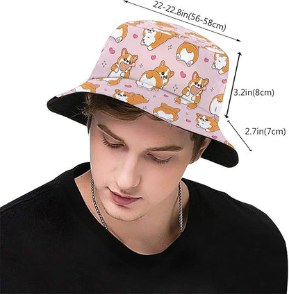 Bucket Hat for Women Men, Summer Print Hat Travel Packable Sun Cap Outdoor Hat for Women and Men