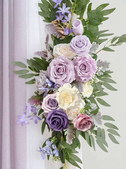 Roses Artificial Flowers Purple Fake Flower with Stems Bulk for DIY Wedding Bouquets Bridal Baby Shower Centerpiece Table Decorations Silk Faux Floral Arrangements for Party Home Decor Indoor
