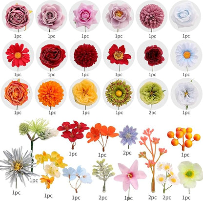 SwanMoon Artificial Flowers Combo Box Set, 38pcs Silk Roses, Daisy & Hydrangea with Stems for DIY Wedding Bouquets, Bridal Shower Centerpieces, Party & Home Decor