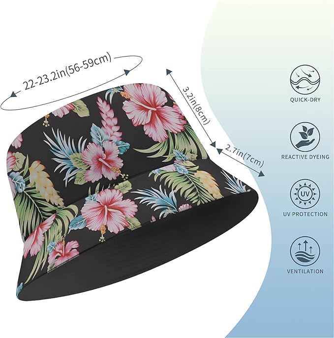 Bucket Hat for Women Men Unisex Sun Cap Packable Outdoor Fisherman Hat Headwear,Reversible Double-Side-Wear