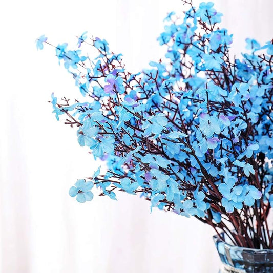 6PCS Artificial Baby Breath Flowers Fake Silk Real Touch DIY Floral Bouquets Decor Wedding Party Decoration Arrangements(Blue)