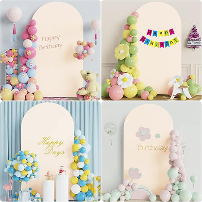 Wokceer 7.2FT Wedding Arch Backdrop Cover Spandex Fitted Beige Backdrop Arch Covers Round Top Chiara Arches Cover for Birthday Party Ceremony Banquet Decoration
