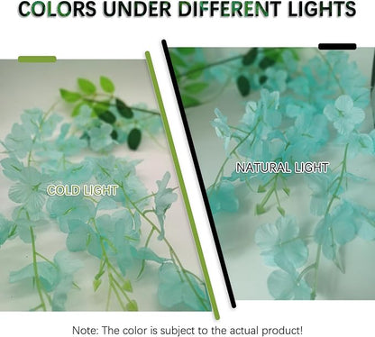 24 Pack Teal Wisteria Hanging Flowers Garland, 3.77 Feet Artificial Flower Vines, Fake Wisteria, Artificial Vines Hanging Garland for Backdrop Outdoor Yard Garden Decor