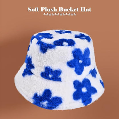Winter Soft Faux Fur Plush Bucket Hat, Lovely Fisherman Cap, Fashion Outdoor Thick Warm Sun Cap for Women