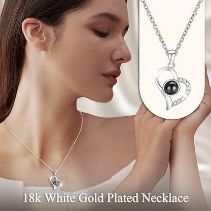 Preserved Real Rose-Eternal Flowers Blue Rose Gifts for Women Her Mom Wife Girlfriend on Valentines Mothers Day with I Love You Necklace 100 Languages Engraved Acrylic Block Puzzle Piece