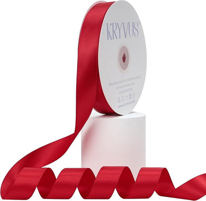 Red Satin Ribbon, Double Faced 7/8 Inch X 50 Yards Red Ribbon, Premium Satin Ribbon for Gift Wrapping, Crafts, Hair Bow Making, Sewing, Flower Bouquet, Wedding Party Decor