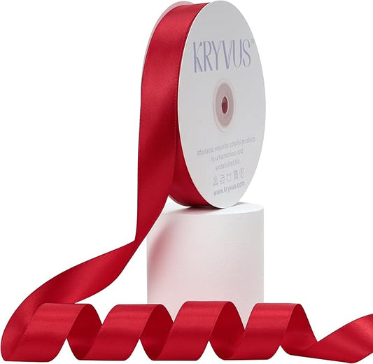 Red Satin Ribbon, Double Faced 7/8 Inch X 50 Yards Red Ribbon, Premium Satin Ribbon for Gift Wrapping, Crafts, Hair Bow Making, Sewing, Flower Bouquet, Wedding Party Decor