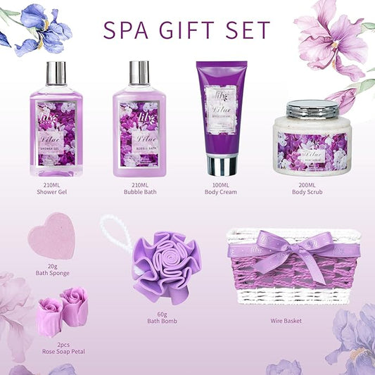 Christmas Gifts for Women - 9 Pcs Lavender Bath and Body Gift Basket Set for Women, Gift Baskets | Valentine's, Birthday, Mothers Day Gifts for Mom, Perfect Gift for Mom All Occasion Gifts for Her