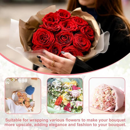 YELARXI Flower Wrapping Paper, Cotton Wrapping Flower Paper, Non-Woven Waterproof Floral Bouquet Wraps - Fitting for (Florist Supplies/Gift) 11.8 x 11.8 Inch & 114 Pack & Black