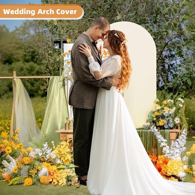 HEMMOTOP Beige Arch Backdrop Cover (No Arch Stand), 6 ft Spandex Arch Covers Stretchy Backdrop for Balloon Arches, Wedding, Birthday Party, Baby Shower, Banquet Arch Decoratio