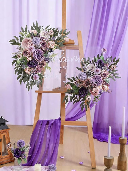 Artificial Flowers Combo Box Set Purple Fake Roses Silk Flowers with Stems for DIY Wedding Bridal Bouquets,Floral Arrangement,Table Centerpieces,Baby Shower,Home Decorations