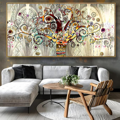 Wall Art Abstract Art Paintings Tree of Life Posters Prints Landscape Picture Colorful Modern Canvas Painting for Living Room Bedroom Office Large Decor 20"x40" with Framed