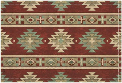 Retro Aztec Placemats Set of 4 Western Native American Tribal Art Printed Dining Table Mats for Restaurant Home Kitchen Holiday Decor 12x18in