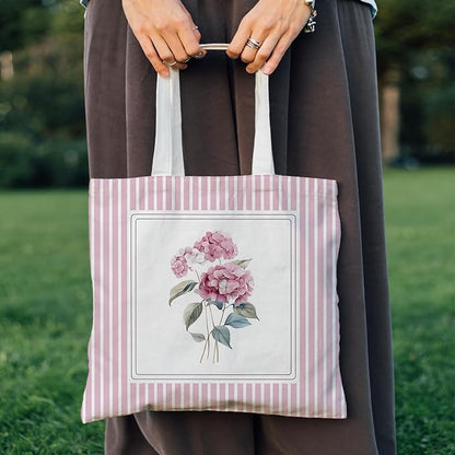Flowers Tote Bag Gifts for Women, Canvas Aesthetic Reusable Grocery Bags Shopping Bags