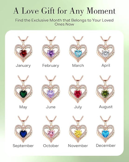 S925 Sterling Silver Necklace for Women, Wife Jewelry Rose Gold, Mom Birthday Valentines Mothers Day Gifts, Girlfriend Necklaces, Daughter Heart Jewel, Anniversary for Her