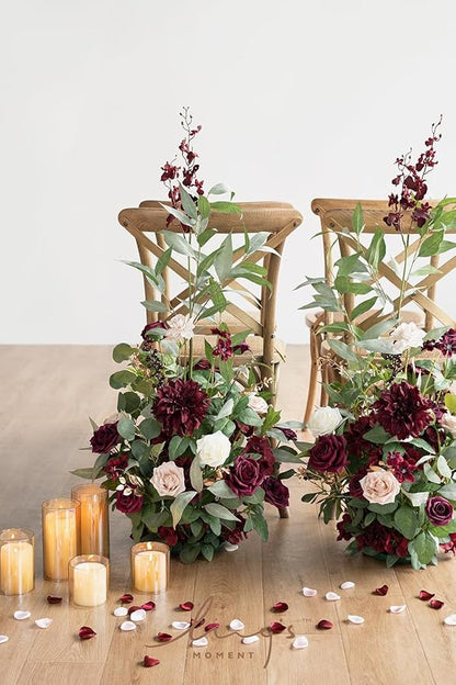 Ling's Moment 41" Tall Fall Free Standing Artificial Flowers Arrangements 2pcs Wedding Arch Altar Stage Decorations Romantic Marsala For Ceremony Reception Rose Floral Party Outdoor Centerpieces Decor