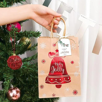100 Pcs Christmas Paper Gift Tags Watercolor Plants Xmas Winter Seasonal Wishes Hanging Label Tags with Hemp Rope for Xmas Holiday Gift Wrapping DIY Crafts, 4 Designs