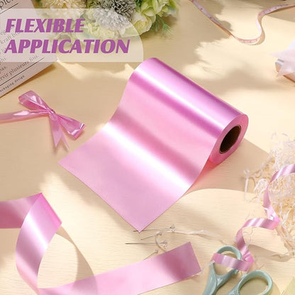 Syhood Outdoor Leaf Ribbon Floral Satin Ribbon for Crafts Aspidistra Waterproof Holiday Outdoor Decoration(6 Inch X 30 Yards,Purple)