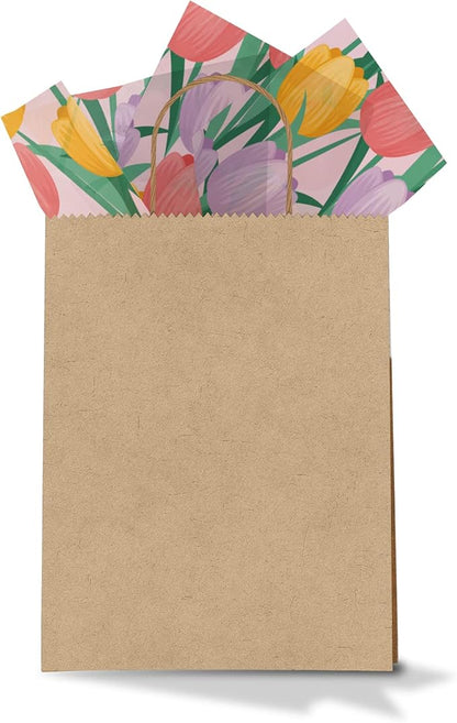 Pro Supply Global Tulips Printed Tissue Paper for Gift Bags or Boxes and Wrapping - Spring Floral Bulk Decorative Art Tissue Paper for Packaging and Gifting | 24 Sheets 20" x 30"