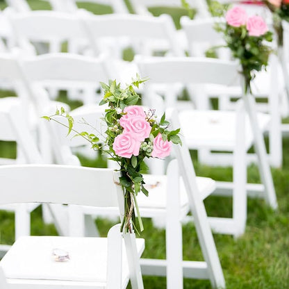 IPOPU Artificial Rose Flower Heads, 100pcs Real Looking Light Pink Foam Fake Roses for DIY Wedding Baby Shower Centerpieces Arrangements Party Tables Home Decorations (Light Pink, Stemless)