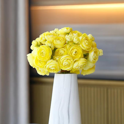 24 Pcs Ranunculus Yellow Artificial Flowers 10.5", Mini Faux Silk Ranunculus with Stem, Fake Flowers for Home Decor Indoor Wedding Bouquets Centerpieces (Light Yellow)