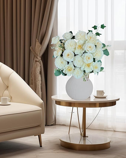 Premium Champagne Silk Artificial Flower Bouquets, Tan Nude Fake Flowers Decoration, Cream Faux Floral Arrangements for Wedding Bridal Bouquets, Home Decor, Baby Shower, Table Centerpieces