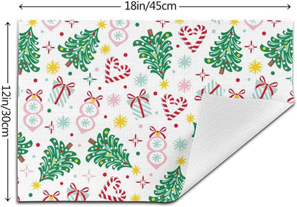 Placemats Set of 4 PVC Woven Place Mats Heat Resistant Easy to Clean for Indoor Outdoor Party Kitchen Dining Table Decoration 12"x18",Christmas Style