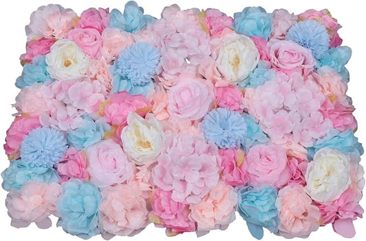 Gdrasuya10 6pcs Realistic Flower Wall Background Artificial Flowers Wall Backdrop Panel 3D Silk Rose Fake Flower Wall Panel Banquet Wedding Party Decor, Photography Background 60 x 40 cm