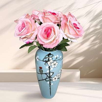 10 Pcs Artificial Rose Bouquets in a Set Faux Flowers with Flannel and Silk-Like Touch Highly Realistic Handmade Ideal for Home Office Wedding Hotel Decorations as Well as Festival Party (Pink)