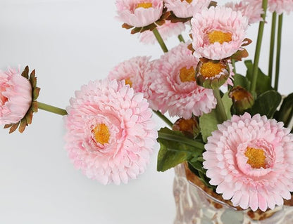 Faux Chrysanthemum Flowers 8pcs Silk Fake Daisies Light Pink Artificial Calendulas for Vase Table Centerpiece Home Wedding Party Garden Decoration(Light Pink)