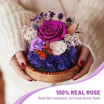 Real Preserved Flowers with LED Lights, Forever Eternal Roses Box, Gifts for Women, Mom, Wife, Girlfriend, Birthday Christmas Day & All Occasions, Home Decor