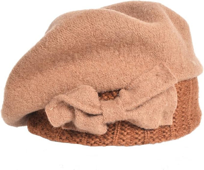 VECRY Lady French Beret 100% Wool Beret Floral Dress Beanie Winter Hat